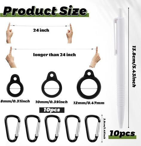 Lewtemi 10 Sets 24 Inch Pen Leash Pen Silicone Lanyard Holder for Clipboard Notebook Office Supplies (Black) in Saudi Arabia