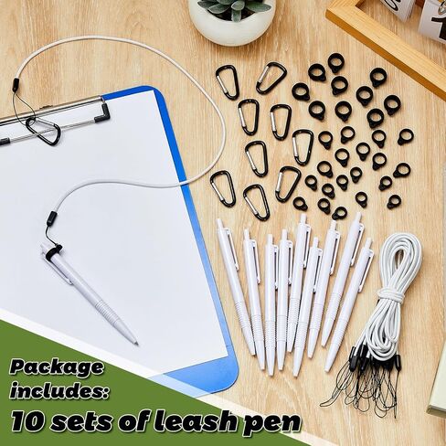 Lewtemi 10 Sets 24 Inch Pen Leash Pen Silicone Lanyard Holder for Clipboard Notebook Office Supplies (Black) in Saudi Arabia