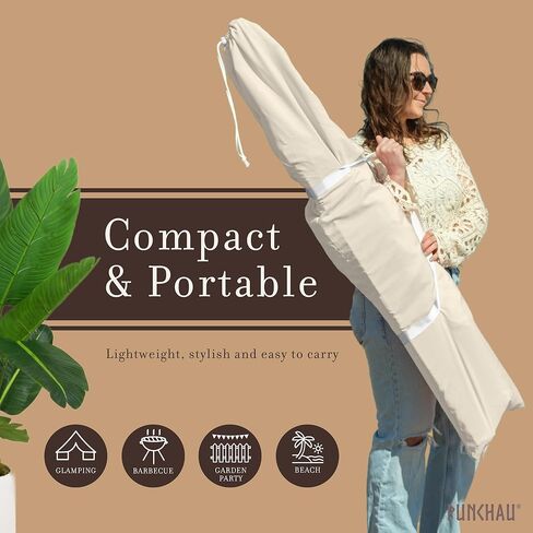 Beach Cabana with Fringe - 6x6 Ft. Boho Beach Canopy Umbrella Tent, Portable Umbrellas for Sand with Carry Bag & Sandbag Pockets, Instant Sun Shade Canopy Tent for Beaches & Backyards in Kuwait