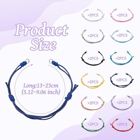 Beadthoven 12pcs قابلة للتعديل مضفر الأساور المنسوجة من صنع الأساور المنسوجة ، وخيط الحبل الموجة يدويًا سوار تمرير سوار الصداقة مع حلقات القفز لصنع المجوهر in Saudi Arabia