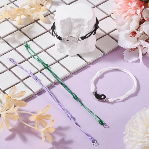 Beadthoven 12pcs قابلة للتعديل مضفر الأساور المنسوجة من صنع الأساور المنسوجة ، وخيط الحبل الموجة يدويًا سوار تمرير سوار الصداقة مع حلقات القفز لصنع المجوهر in Saudi Arabia