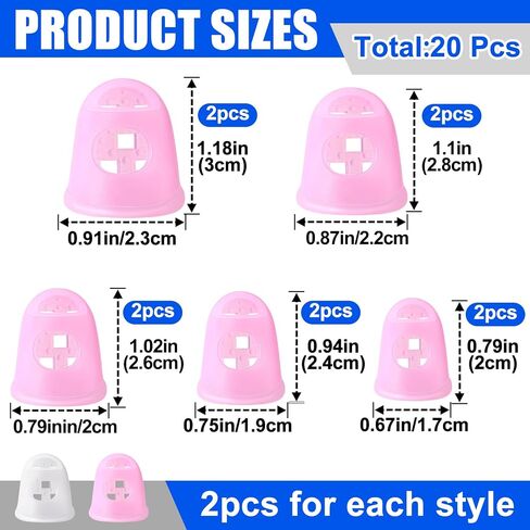 20pcs Rubber Finger Tip Guard, 5 Sizes Finger Grips Protector for Sorting Paper, Rubber Fingertip Cover Cap for Sewing Carving Cutting Painting Guitar Playing- Light Blue & Dark Blue in Saudi Arabia