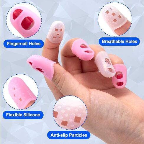 20pcs Rubber Finger Tip Guard, 5 Sizes Finger Grips Protector for Sorting Paper, Rubber Fingertip Cover Cap for Sewing Carving Cutting Painting Guitar Playing- Light Blue & Dark Blue in Saudi Arabia