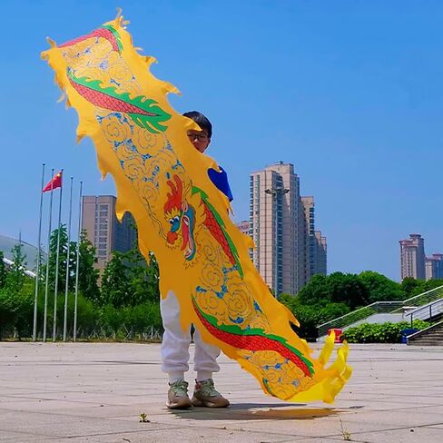 Lightweight Ribbon Dragon Poi for Kids, Outdoor Exercise Dragon & Phoenix Washable Ribbon Streamer with Real-Like Dragon Head Flowy Toy Set (Rainbow Dragon Claw, 16.4 FT) in Saudi Arabia