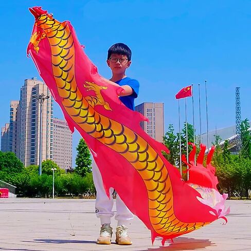 Lightweight Ribbon Dragon Poi for Kids, Outdoor Exercise Dragon & Phoenix Washable Ribbon Streamer with Real-Like Dragon Head Flowy Toy Set (Rainbow Dragon Claw, 16.4 FT) in Saudi Arabia