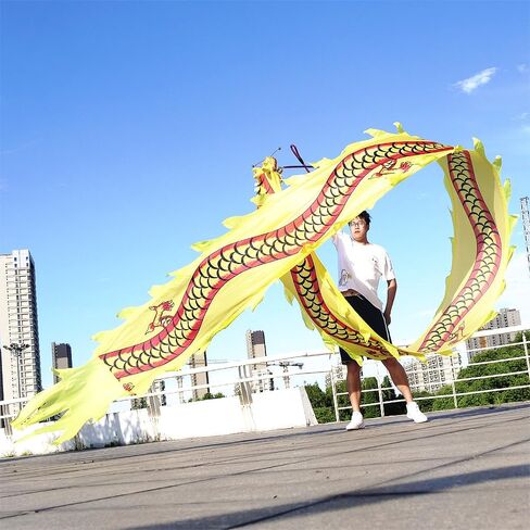 Lightweight Ribbon Dragon Poi for Kids, Outdoor Exercise Dragon & Phoenix Washable Ribbon Streamer with Real-Like Dragon Head Flowy Toy Set (Rainbow Dragon Claw, 16.4 FT) in Saudi Arabia