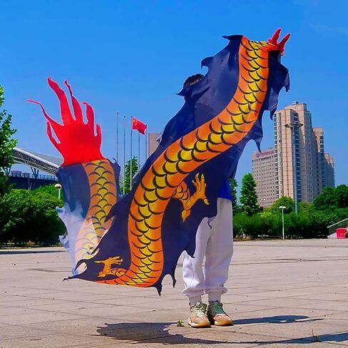 Lightweight Ribbon Dragon Poi for Kids, Outdoor Exercise Dragon & Phoenix Washable Ribbon Streamer with Real-Like Dragon Head Flowy Toy Set (Rainbow Dragon Claw, 16.4 FT) in Saudi Arabia