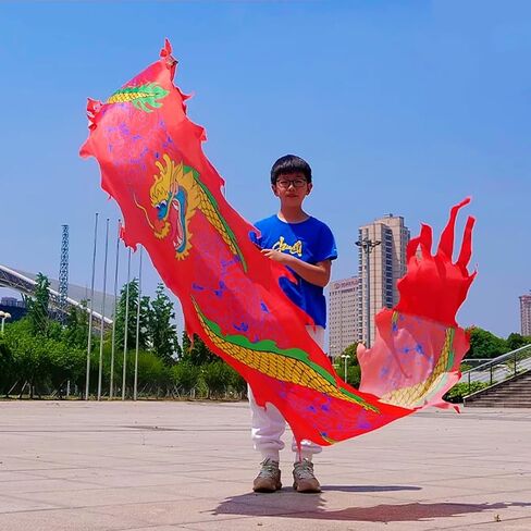 Lightweight Ribbon Dragon Poi for Kids, Outdoor Exercise Dragon & Phoenix Washable Ribbon Streamer with Real-Like Dragon Head Flowy Toy Set (Rainbow Dragon Claw, 16.4 FT) in Saudi Arabia
