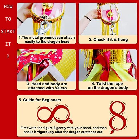 Lightweight Ribbon Dragon Poi for Kids, Outdoor Exercise Dragon & Phoenix Washable Ribbon Streamer with Real-Like Dragon Head Flowy Toy Set (Rainbow Dragon Claw, 16.4 FT) in Saudi Arabia