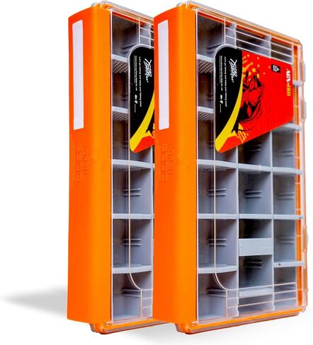 Deluxe Fishing Tackle Box, Waterproof 3600 and 3700 Tackle Trays, Organizer with Removable Dividers, Sealed Lure Box and Terminal Tackle Storage (2, 3600 Orange) in Kuwait