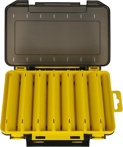 V-groove double-sided fast drainage hard bait portable plastic storage box (12/14 Slots) (Yellow, L) in Kuwait