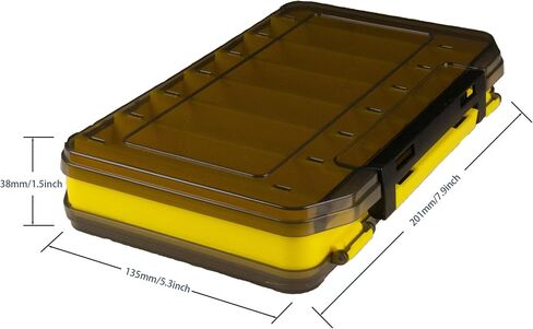 V-groove double-sided fast drainage hard bait portable plastic storage box (12/14 Slots) (Yellow, L) in Kuwait