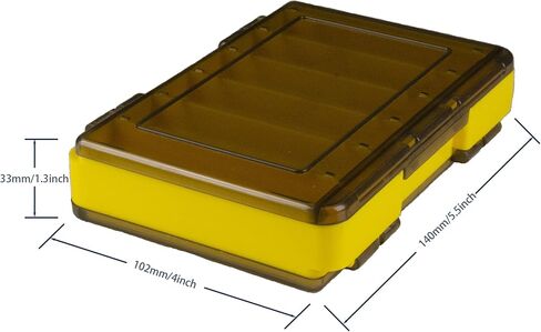V-groove double-sided fast drainage hard bait portable plastic storage box (12/14 Slots) (Yellow, L) in Kuwait