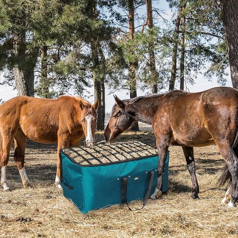 حقيبة Hay Bale ، 44 × 18 × 222 حقيبة قش كبيرة كبيرة مع تصميم بطيء في التغذية البطيئة للخيول الماعز حمار الأغنام ، حقيبة تخزين بيل الثقيلة في أكسفورد الثقيلة في الحظيرة (أسود) (أسود) in Kuwait