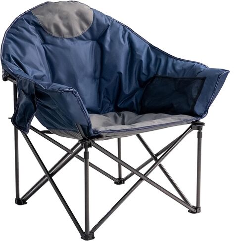 Oversized Camping Chair with Cup Holder & Carry Bag - 500lbs Heavy Duty Moon Saucer Chair for Outdoor, Lawn, Sports, Patio - Padded Folding Sofa Chair, Blue & Gray in Kuwait