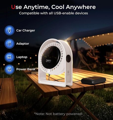 𝟐𝟎𝟐𝟓 𝐍𝐞𝐰 Air Circulator Desk مروحة هادئة ، مروحة صغيرة محمولة لغرفة النوم ، 4 سرعات تدفق هواء قوي ، عرض ذكي USB مروحة ، 120 درجة ، مراوح طاولة سطح المكتب لغرفة النوم المكتبية ، العاج الأبيض in Kuwait