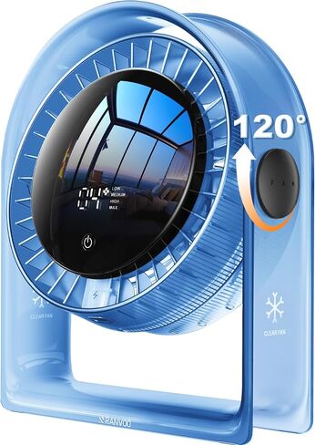 𝟐𝟎𝟐𝟓 𝐍𝐞𝐰 Air Circulator Desk مروحة هادئة ، مروحة صغيرة محمولة لغرفة النوم ، 4 سرعات تدفق هواء قوي ، عرض ذكي USB مروحة ، 120 درجة ، مراوح طاولة سطح المكتب لغرفة النوم المكتبية ، العاج الأبيض in Kuwait
