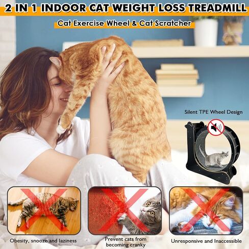 تمت ترقيته 2 في 1 عجلة تمرين Cat ， 39.4 "عجلة قطة داخلية عالية مع خدش القط ، حلقة المطحنة القط ، عجلة صامتة TPE ، عجلة ممارسة الرياضة الخشبية ، خشب الطبيعة in Saudi Arabia