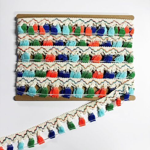 10 Yard 45mm/1.77 Inch Vintage Knotted Cotton Fringe Fringe Tassels Trim, Boho Long Fringe Trim, Sewing Fringe Trim for Drapery Curtain Pillow Carpet Lamp Fringe Crafts (Multi Colour-45mm) in Saudi Arabia