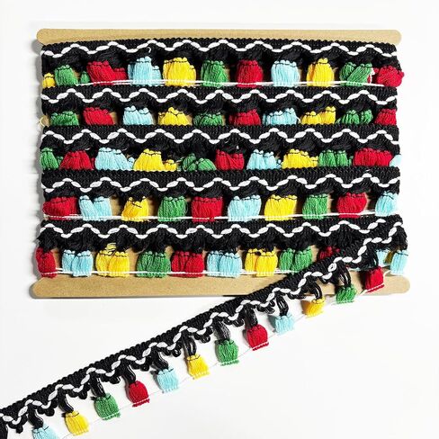 10 Yard 45mm/1.77 Inch Vintage Knotted Cotton Fringe Fringe Tassels Trim, Boho Long Fringe Trim, Sewing Fringe Trim for Drapery Curtain Pillow Carpet Lamp Fringe Crafts (Multi Colour-45mm) in Saudi Arabia
