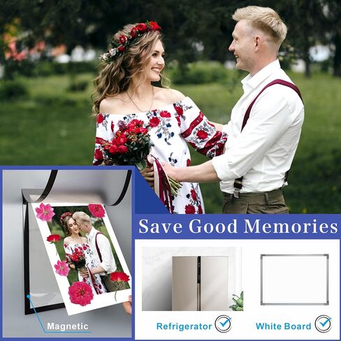 Magnetic Photo Frames with Vacuum Sealer Bag for Dried Flowers Preserve, Extend the Longtime of Dried Fowers, 5PCS Black Large Size for Flowers, Plants Save with Drying Plate in Saudi Arabia