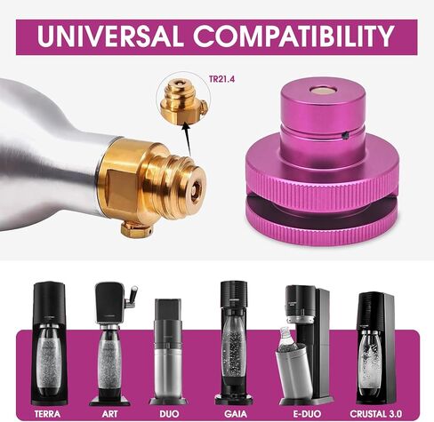 ZRDR CO2 إعادة الملء محول الاتصال السريع لصناع الصودا ، موصل إعادة ملء علبة CO2 متوافق مع TR21-4 ذكور الخيط ، الأرجواني ، Art Art Terra Gaia Soda Machines in Kuwait