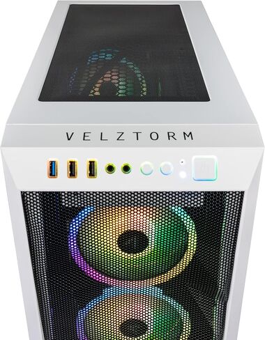 Velztorm White Pilum Custom Gaming Desktop PC (AMD Ryzen 7 5700x ، Geforce RTX 5070 ، 32GB DDR4 ، 2TB PCIe SSD + 2TB HDD ، RGB Fans ، 120mm AIO ، 750W PSU ، WIFI 5 ، Bluetooth 5.0 ، RJ-45 ، WIN 11 PRO) in Kuwait