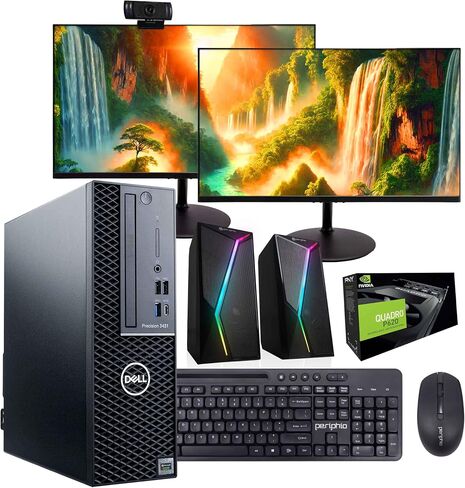 Dell Precision Workstation PC | NVIDIA P620 GPU - التحرير والتصميم | Windows 11 Pro | Intel I5-9500 | 32GB RAM 500 NVME + 1TB SSD | 24 "LCDs المزدوجة الجديدة | مكبرات الصوت RGB + كاميرا ويب | wifi 6 + BT (متجدد) in Kuwait