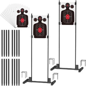 Easily Adjustable Shooting Target Stand Set, Sturdy Metal Stand for Outdoor Shooting, Fits Metal & Wooden Frames, Includes Target Papers & Storage Bag