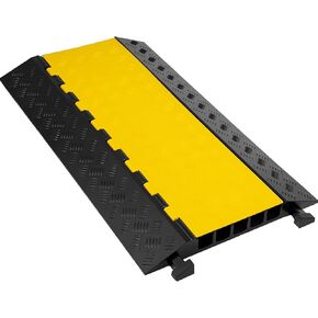 VEVOR 5 Channel Cable Protectors Extreme Rubber Cable Ramps Heavy Duty Protective Cable Wire Cord Ramp Driveway Rubber Traffic Speed Bumps Cable Protector (5-Channel, 1Pack-18000Lb)