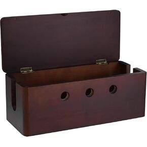 Wood Cable Management Box - Large Cable Organizer Cord Management Box for Electrical Cord, TV Wires, Computer Router, Under Desk Cord & Power Strip