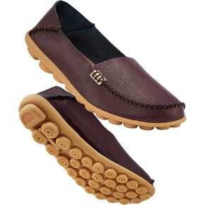 DUOYANGJIASHA Women's Comfortable Loafers Casual Round Toe Moccasins Wild Driving Flats Soft Walking Shoes Women Slip On Gold