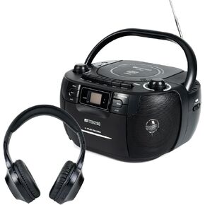 Retekess TR621 CD Player Boombox, Cassette Tape Player AM FM Radio,TR104 Plus On-Ear Headphones, FM Radio, Retractable and Lightweight, Headphones with AUX Input