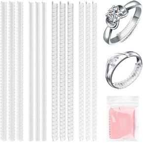 8 قطع مقاسات خواتم من ويجو اب للخواتم الفضفاضة، 28 قطعة قماش تلميع فضية و40 كيس بلاستيكي صغير. 4 مقاسات لضبط حجم الخاتم، وقماش تلميع ومجموعة أكياس بلاستيكية صغيرة للمجوهرات والأقراط والقلائد in Kuwait
