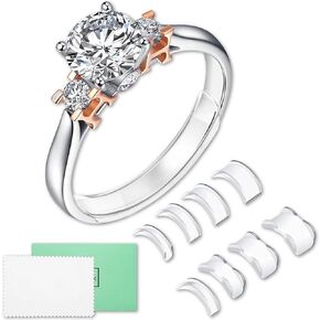Ring Sizer Adjuster for Loose Rings, 8 Pack Easy Clip Transparent, for 1-10 mm Assorted Band Widths, Silicone Ring Size Adjuster with Ring Guards for Women and Men, Jewelry Polishing Cloth