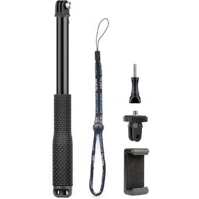 Waterproof Selfie Stick Pole Hand Grip Adjustable Underwater Monopod for GoPro Hero 13 12 11 10 9 8 7 6 5 AKASO DJI OSMO 5 Pro Action Camera Black
