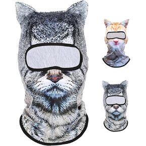 3D Cat Animal Ski Balaclava Sheisty Face Mask مع آذان ، مناسبة للمهرجانات الموسيقية أو الهزائم والتزلج أو الهالوين أو الحفلات في الهواء الطلق