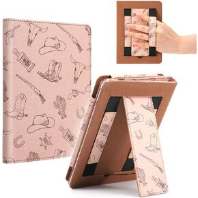 Pink Bow Case for 7"/6.8" Kindle Paperwhite 2024 12th/11th Generation,Hand Strap Stand Cover Sleeve for Amazon Kindle Colorsoft Signature/Kids Edtion,2025 Cute Coquette Ereader Ebook Gifts Accessories