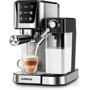 CUSIMAX Espresso and Cappuccino Machine 20 Bar, Latte Machine with Automatic Milk Frother, Espresso Maker in Stainless Steel Design,1350W Coffee Maker with Touchscreen for Home, Silver