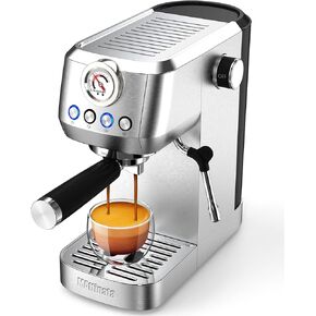 Espresso Machine 20 Bar, Espresso Maker with Milk Frother for Cappuccino, Latte, Stainless Steel-I'alba
