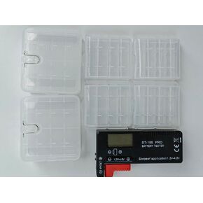 Huiygc Tester of Batteries + 6 Little Batteries Storage Boxes or Tester+8-Slots AA/AAA Batteries Charger (Charger&Tester)