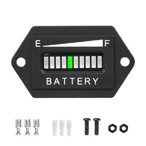 12/24V 36V 48V Battery Indicator Meter Gauge,Waterproof IP68,Lead Acid Battery Capacity Meter Use for Golf Cart,Fork Lifts,Star Car(BI001-1) (48V)