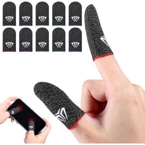 10 Pairs Finger Sleeve for Gaming, 0.3mm Fiber Anti Sweat E-Sports Finger Glove, Breathable Seamless Touchscreen Finger Cover Thumb Sleeve for PUBG Dedales, Fit All Touchscreen Devices(5 Color)