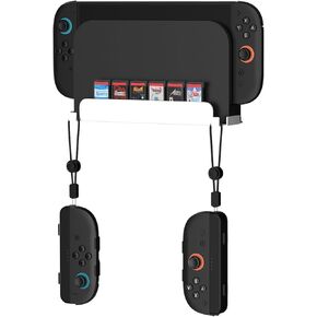 JDDWIN Wall Mount Stand for Nintendo Switch 2 (2025)/ Switch oled, Metal Gaming Shelf Accessories for Wall with Joy-Con 2 Hanging Hook and 6 Game Storage Holder Safety Store Controller Holder (White)