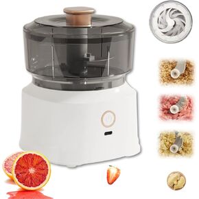 Wireless Food Chopper, 350ml Electric Garlic Food Chopper, USB Rechargeable Cordless Blender Processor Crusher For Onion Garlic Pepper Meat Mincer/Grinder/Puree Food - White