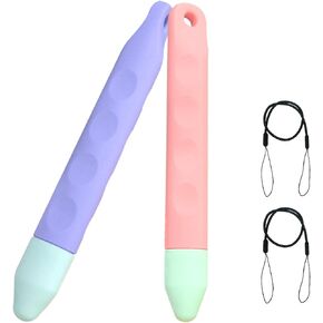 Kid-Friendly Tablet Stylus with Tether, 2 Pack of Pink and Purple Kids Stylus Pen for iPad, Fire Tablet, All AMZ Fire Kids and Kids Pro, Sufface Tablets, Samsung Tablets and All Touch Screen Devices