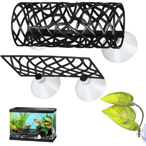 Betta Fish Tunnel Tube Betta Fish Toys Fish Tank Accessories Betta Fish Leaf Pad for Betta Hammock Tube House Small Fish Shrimp Habitat (Blue)