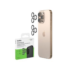 Belkin ScreenForce TemperedGlass Camera Lens Protector for Apple iPhone 16 Pro, 16 Pro Max - Case-Compatible Tempered Glass Lens Cover, Apple iPhone Accessories - 2-pack