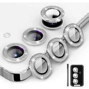 Compatible for Galaxy S25 Plus Camera Lens Protector Glitter Individual Aluminium Alloy Ring 9H Tempered Glass Bling Camera Cover for Samsung Galaxy S25 Plus Glitter Colorful