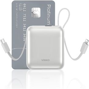 شاحن صغير محمول ، 10000 مللي أمبير في الساعة شحن سريع شحن Mini Bank مع شاشة LED Lightning Lightning و USB C ، حزمة بطارية أساسية تتوافق مع iPhone و Samsung و Android (رمادي)